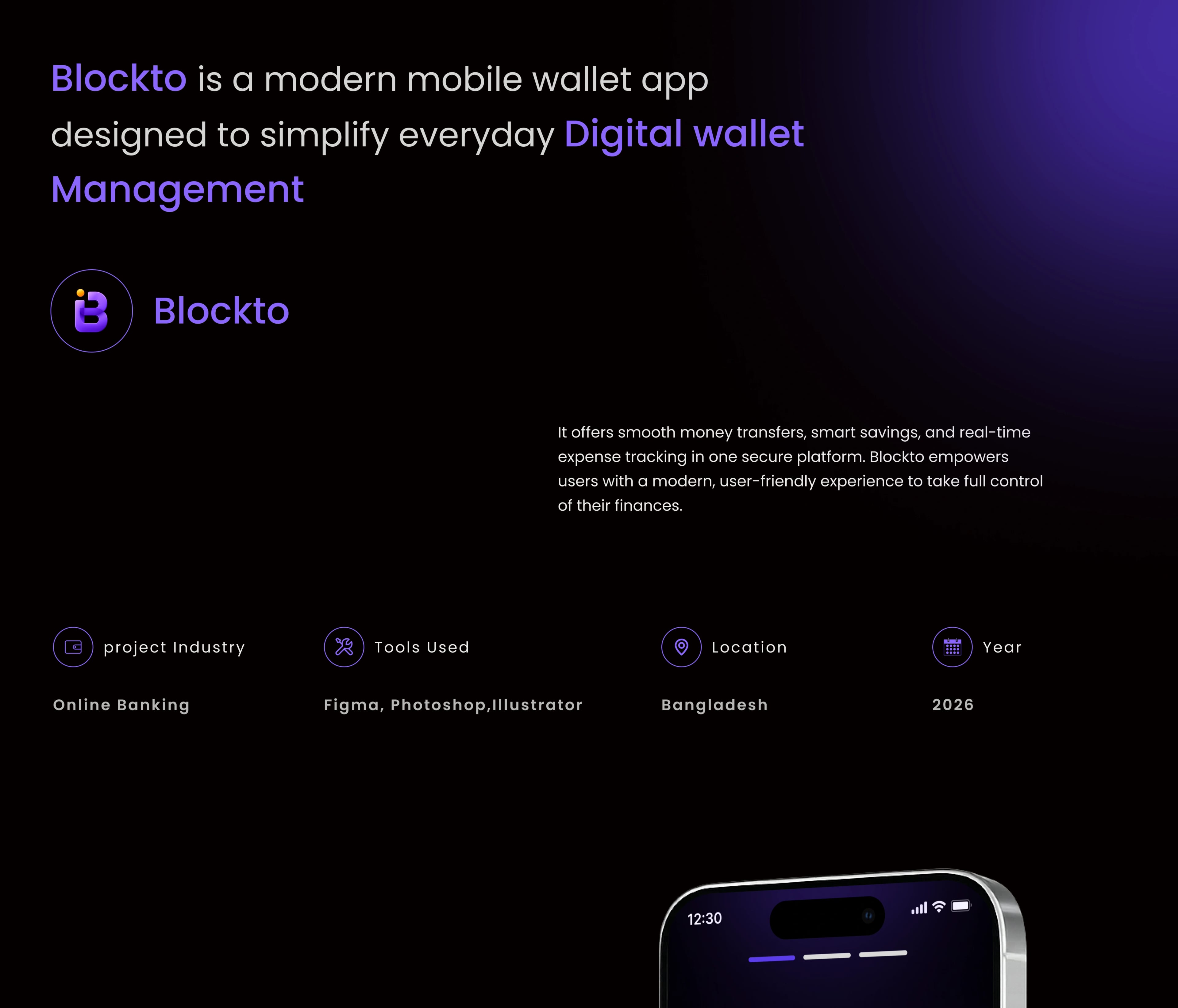 Blockto — Blockchain Platform — UI/UX design screen 2