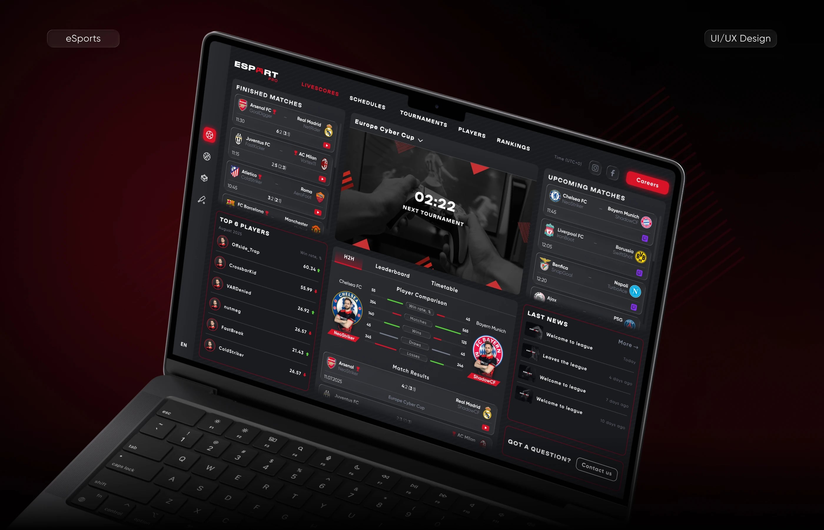 EsportPro — UI/UX design screen 1