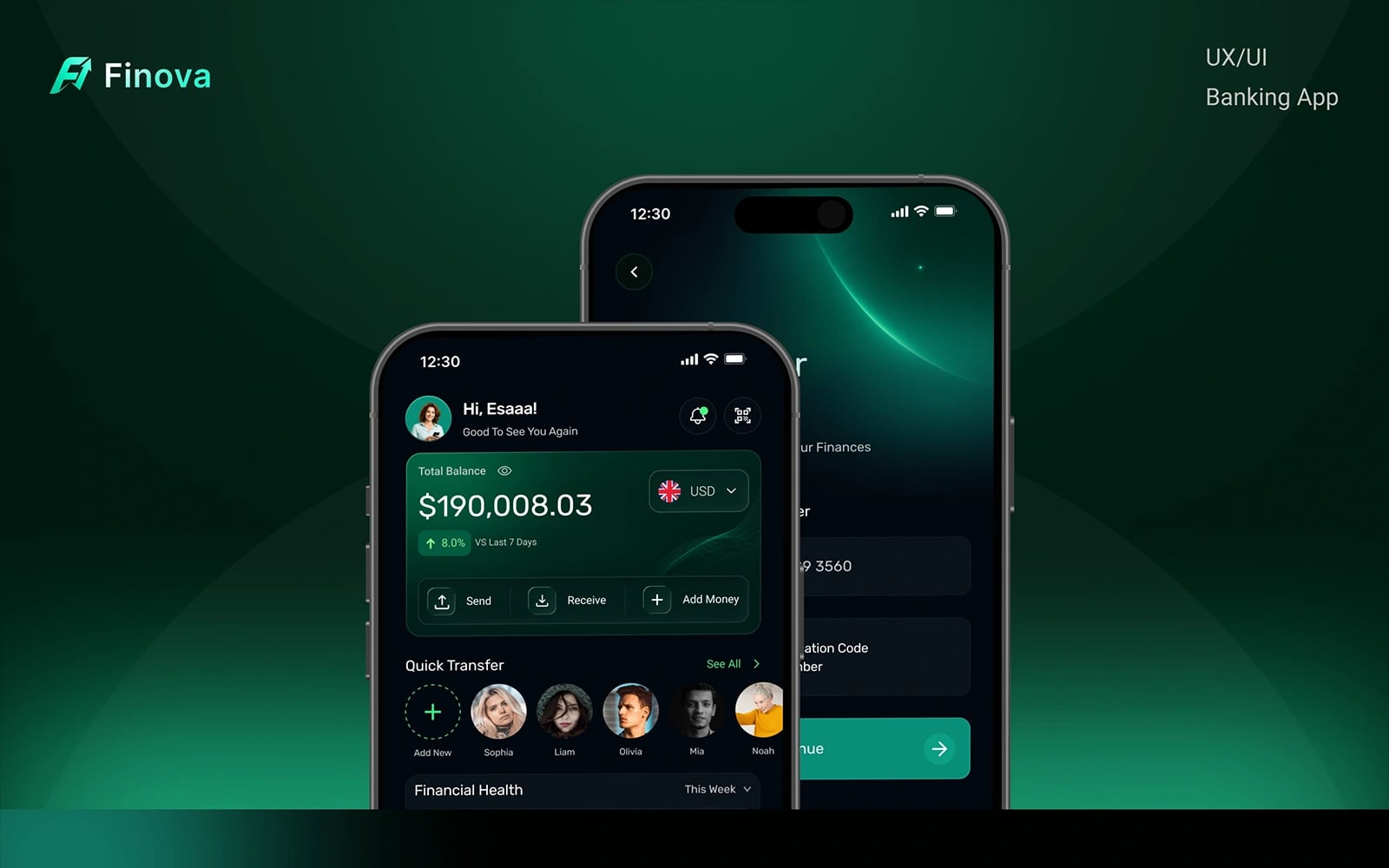 Finova — Financial Services Platform — UI/UX Design by Zenix UX