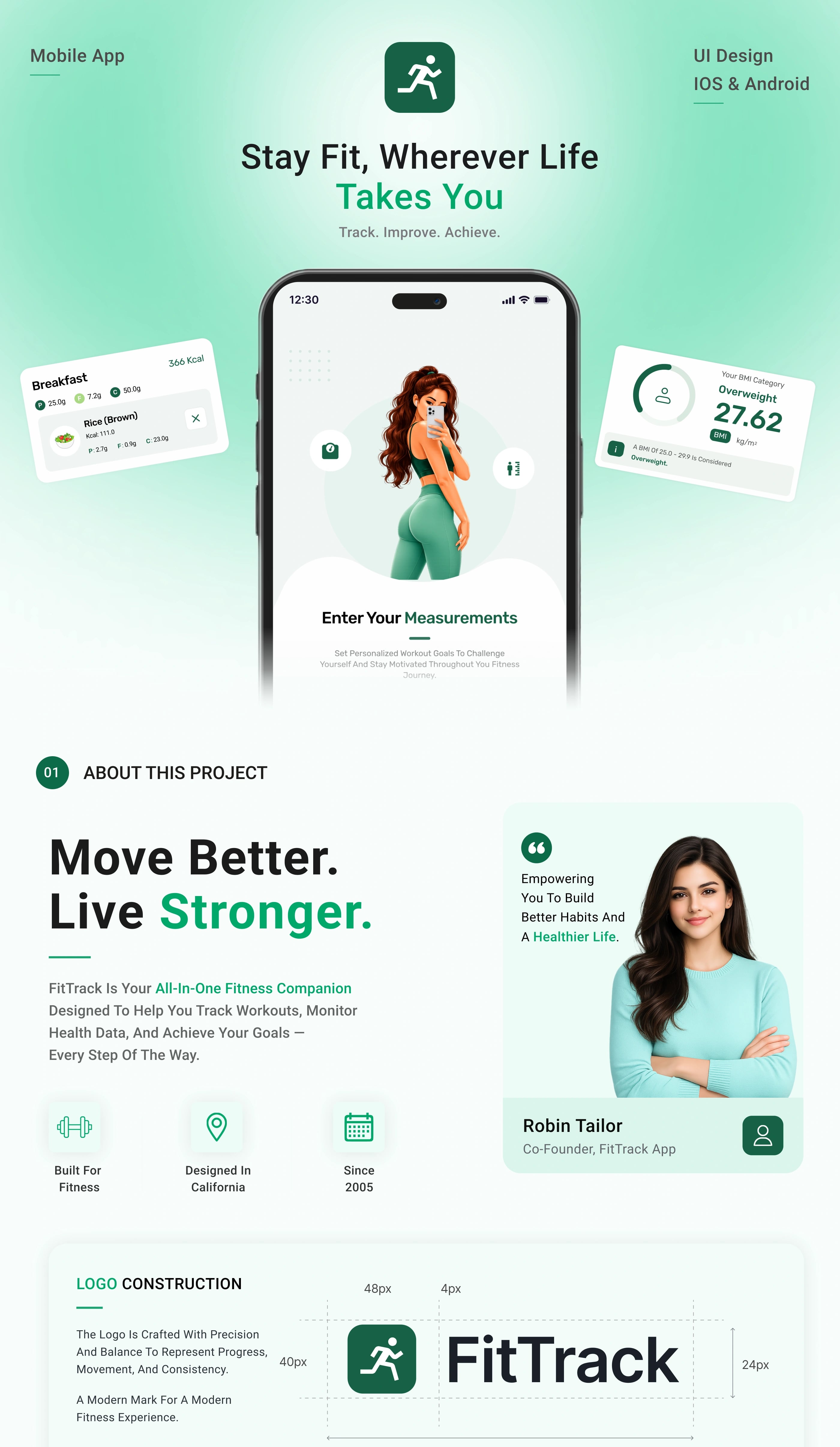 FitTrack — Fitness & Wellness App — UI/UX design screen 1