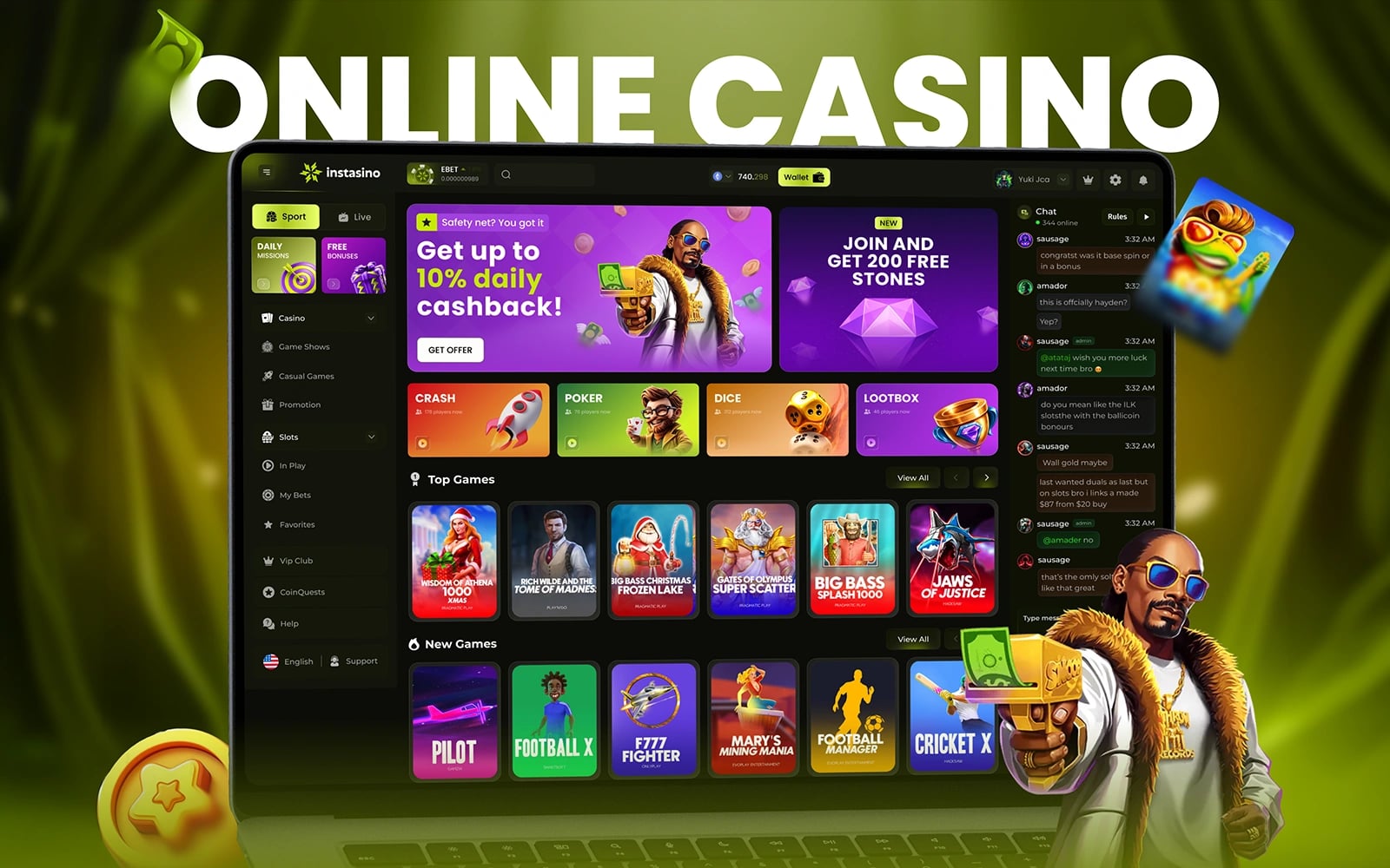 Instasino — Premium Online Casino — UI/UX Design by Zenix UX